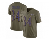 Youth Nike Baltimore Ravens #34 Alex Collins Limited Olive 2017 Salute to Service NFL Jersey