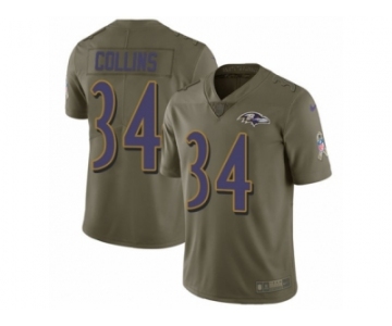 Youth Nike Baltimore Ravens #34 Alex Collins Limited Olive 2017 Salute to Service NFL Jersey