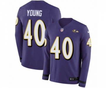 Youth Nike Baltimore Ravens #40 Kenny Young Limited Purple Therma Long Sleeve NFL Jersey