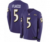 Youth Nike Baltimore Ravens #5 Joe Flacco Limited Purple Therma Long Sleeve NFL Jersey