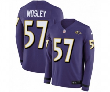 Youth Nike Baltimore Ravens #57 C.J. Mosley Limited Purple Therma Long Sleeve NFL Jersey