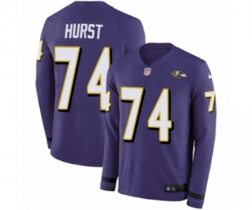 Youth Nike Baltimore Ravens #74 James Hurst Limited Purple Therma Long Sleeve NFL Jersey