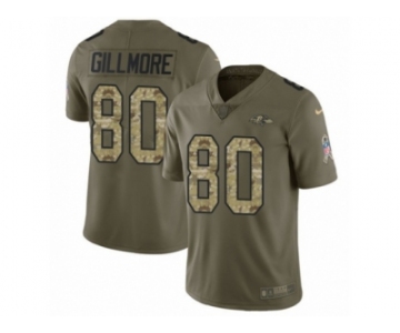 Youth Nike Baltimore Ravens #80 Crockett Gillmore Limited Olive Camo Salute to Service NFL Jersey