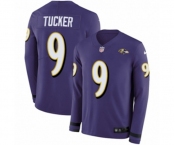 Youth Nike Baltimore Ravens #9 Justin Tucker Limited Purple Therma Long Sleeve NFL Jersey