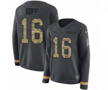 Women Nike Los Angeles Rams #16 Jared Goff Limited Black Salute to Service Therma Long Sleeve NFL Jersey