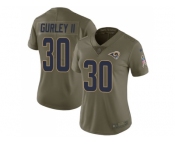 Women Nike Los Angeles Rams #30 Todd Gurley II Olive Stitched NFL Limited 2017 Salute to Service Jersey