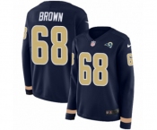 Women Nike Los Angeles Rams #68 Jamon Brown Limited Navy Blue Therma Long Sleeve NFL Jersey
