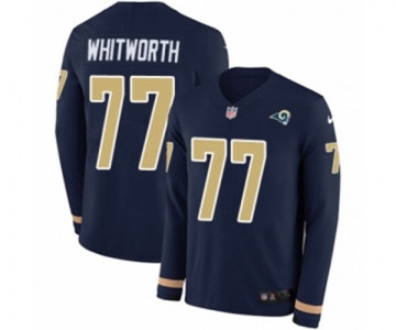 Women Nike Los Angeles Rams #77 Andrew Whitworth Limited Navy Blue Therma Long Sleeve NFL Jersey