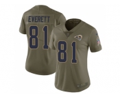 Women Nike Los Angeles Rams #81 Gerald Everett Olive Stitched NFL Limited 2017 Salute to Service Jersey