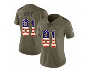 Women Nike Los Angeles Rams #81 Torry Holt Limited Oliv USA Flag 2017 Salute to Service NFL Jersey