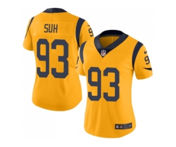 Women Nike Los Angeles Rams #93 Ndamukong Suh Gold Stitched NFL Limited Rush Jersey