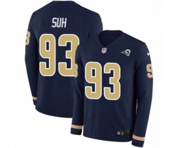 Women Nike Los Angeles Rams #93 Ndamukong Suh Limited Navy Blue Therma Long Sleeve NFL Jersey