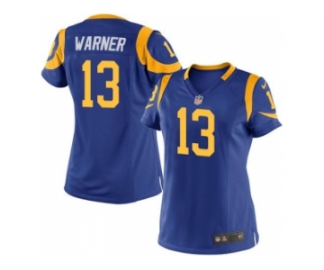 Women Nike St. Louis Rams #13 Kurt Warner Royal Blue Alternate Stitched Jersey