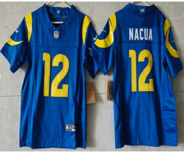 Women's Los Angeles Rams #12 Puka Nacua Limited Blue FUSE Vapor Jersey