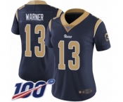 Women's Los Angeles Rams #13 Kurt Warner Navy Blue Team Color Vapor Untouchable Limited Player 100th Season Football Jersey