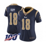 Women's Los Angeles Rams #18 Cooper Kupp Navy Blue Team Color Vapor Untouchable Limited Player 100th Season Football Jersey