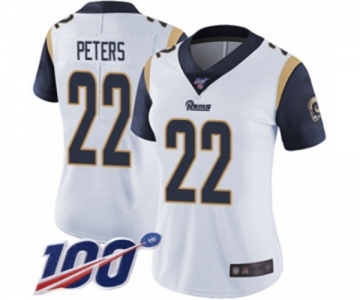 Women's Los Angeles Rams #22 Marcus Peters White Vapor Untouchable Limited Player 100th Season Football Jersey