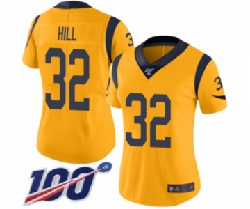 Women's Los Angeles Rams #32 Troy Hill Limited Gold Rush Vapor Untouchable 100th Season Football Jersey