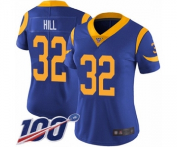 Women's Los Angeles Rams #32 Troy Hill Royal Blue Alternate Vapor Untouchable Limited Player 100th Season Football Jersey