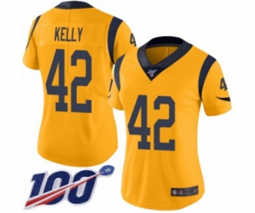 Women's Los Angeles Rams #42 John Kelly Limited Gold Rush Vapor Untouchable 100th Season Football Jersey
