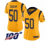 Women's Los Angeles Rams #50 Samson Ebukam Limited Gold Rush Vapor Untouchable 100th Season Football Jersey