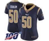 Women's Los Angeles Rams #50 Samson Ebukam Navy Blue Team Color Vapor Untouchable Limited Player 100th Season Football Jersey
