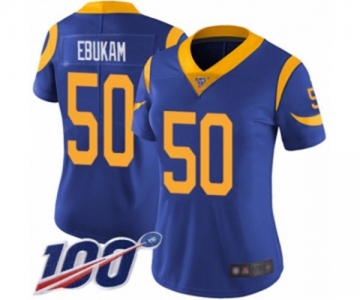 Women's Los Angeles Rams #50 Samson Ebukam Royal Blue Alternate Vapor Untouchable Limited Player 100th Season Football Jersey
