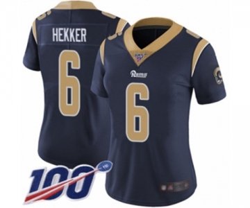 Women's Los Angeles Rams #6 Johnny Hekker Navy Blue Team Color Vapor Untouchable Limited Player 100th Season Football Jersey