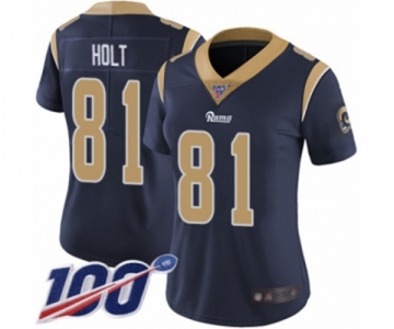 Women's Los Angeles Rams #81 Torry Holt Navy Blue Team Color Vapor Untouchable Limited Player 100th Season Football Jersey