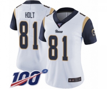 Women's Los Angeles Rams #81 Torry Holt White Vapor Untouchable Limited Player 100th Season Football Jersey