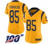 Women's Los Angeles Rams #85 Jack Youngblood Limited Gold Rush Vapor Untouchable 100th Season Football Jersey