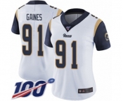 Women's Los Angeles Rams #91 Greg Gaines White Vapor Untouchable Limited Player 100th Season Football Jersey