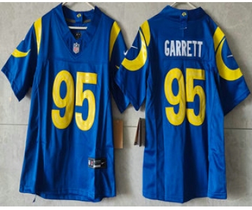Women's Los Angeles Rams #95 Myles Garrett Limited Blue FUSE Vapor Jersey