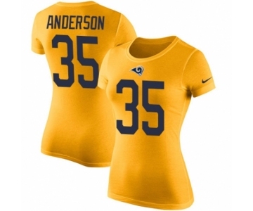 Women's Nike Los Angeles Rams #35 C.J. Anderson Gold Rush Pride Name & Number T-Shirt