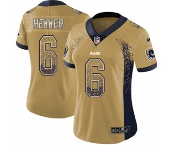 Women's Nike Los Angeles Rams #6 Johnny Hekker Limited Gold Rush Drift Fashion NFL Jersey