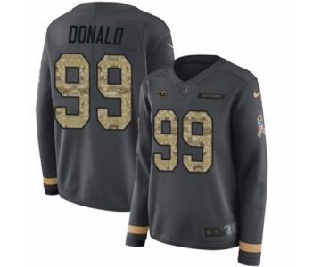 Women's Nike Los Angeles Rams #99 Aaron Donald Limited Black Salute to Service Therma Long Sleeve NFL Jersey