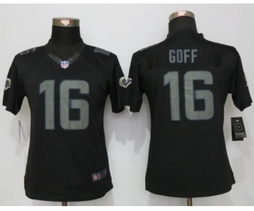 Womens Nike St.Louis Rams #16 Jared Goff Impact Limited Black Jerseys