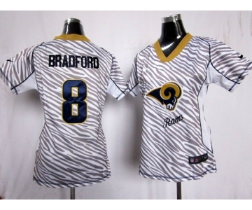 nike women nfl jerseys st. louis rams #8 bradford[fem fan zebra]