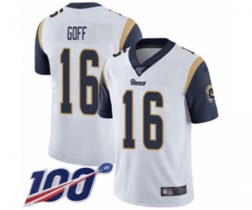 Youth Los Angeles Rams #16 Jared Goff White Vapor Untouchable Limited Player 100th Season Football Jersey