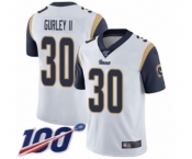 Youth Los Angeles Rams #30 Todd Gurley White Vapor Untouchable Limited Player 100th Season Football Jersey