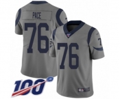 Youth Los Angeles Rams #76 Orlando Pace Limited Gray Inverted Legend 100th Season Football Jersey
