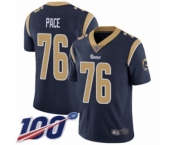 Youth Los Angeles Rams #76 Orlando Pace Navy Blue Team Color Vapor Untouchable Limited Player 100th Season Football Jersey
