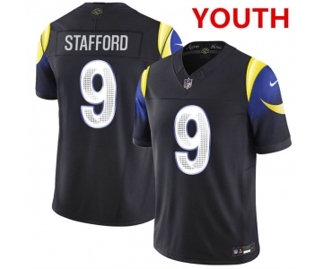 Youth los angeles rams #9 matthew stafford midnight blue 2025 f.u.s.e. “rivalries” vapor limited football stitched jersey