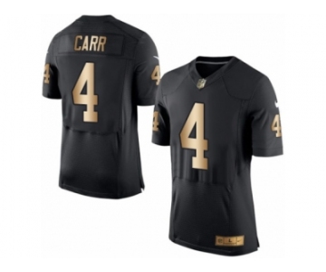 Men's Nike Oakland Raiders #4 Derek Carr Elite Black Gold Team Color NFL Jersey
