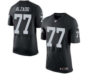 Men's Nike Oakland Raiders #77 Lyle Alzado Elite Black Team Color NFL Jersey