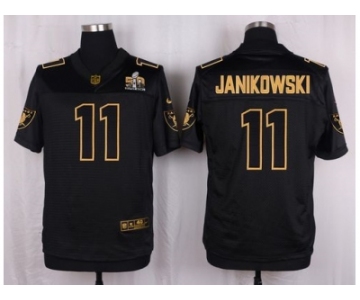 Nike Oakland Raiders #11 Sebastian Janikowski Black Pro Line Gold Collection Jersey[Elite]
