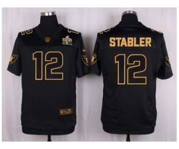 Nike Oakland Raiders #12 Kenny Stabler Black Pro Line Gold Collection Jersey[Elite]