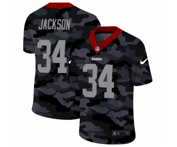Men New Nike Oakland Raiders #34 Jackson 2020 Nike 2ndCamo Salute to Service Limited