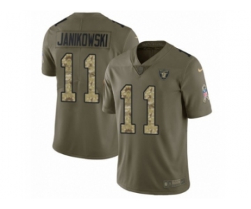 Men Nike Oakland Raiders #11 Sebastian Janikowski Limited Olive Camo 2017 Salute to Service NFL Jersey