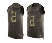 Men Nike Oakland Raiders #2 Giorgio Tavecchio Limited Green Salute to Service Tank Top NFL Jersey